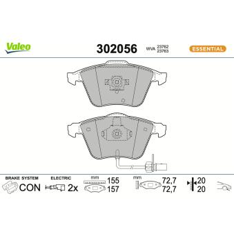 Jeu de 4 plaquettes de frein avant VALEO 302056 pour CITROEN JUMPY 3.0 quattro - 220cv