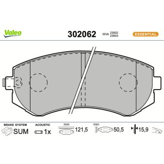 Jeu de 4 plaquettes de frein arrière VALEO OEM D4060VC090