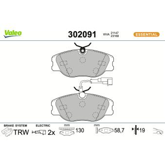 Jeu de 4 plaquettes de frein avant VALEO OEM 9946227