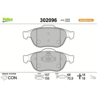 Jeu de 4 plaquettes de frein avant VALEO 302096 pour RENAULT TRAFIC 2.5 DCI 135 - 135cv