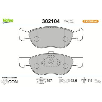 Jeu de 4 plaquettes de frein avant VALEO [302104]