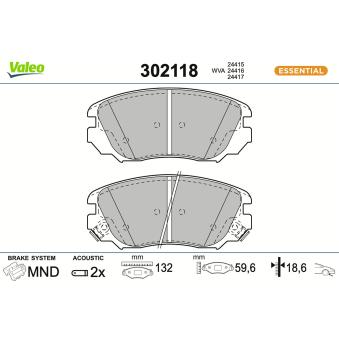 Jeu de 4 plaquettes de frein avant VALEO OEM 22959105