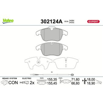 Jeu de 4 plaquettes de frein avant VALEO [302124A]