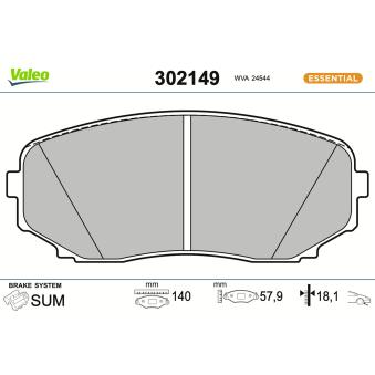 Jeu de 4 plaquettes de frein avant VALEO 302149 pour OPEL KADETT 2.3 MZR DISI Turbo - 260cv