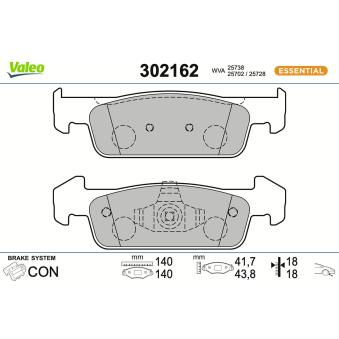 Jeu de 4 plaquettes de frein avant VALEO OEM 410602396R