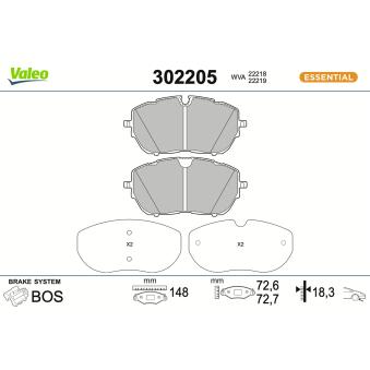 Jeu de 4 plaquettes de frein avant VALEO 302205 pour KIA CEED PureTech 130 - 131cv