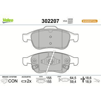 Jeu de 4 plaquettes de frein avant VALEO 302207 pour BMW XM 1.6 E-torQ - 110cv