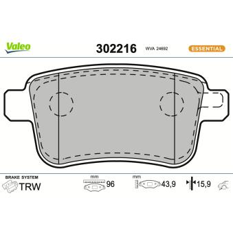 Jeu de 4 plaquettes de frein arrière VALEO OEM 4154210400