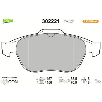 Jeu de 4 plaquettes de frein avant VALEO OEM 8671000730
