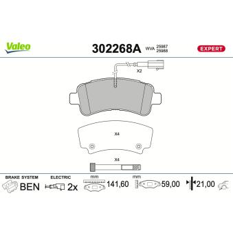 Jeu de 4 plaquettes de frein avant VALEO OEM 77367094