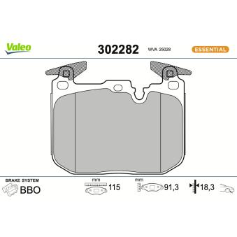 Jeu de 4 plaquettes de frein avant VALEO 302282 pour BMW Série 4 425 d - 224cv