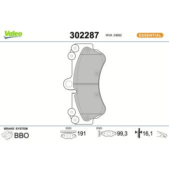 Jeu de 4 plaquettes de frein avant VALEO OEM 7L0698151B