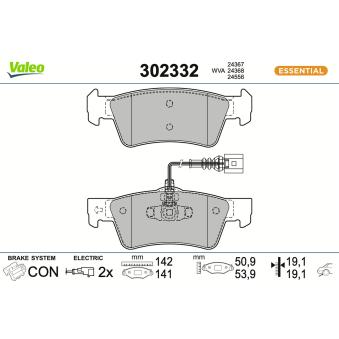 Jeu de 4 plaquettes de frein arrière VALEO OEM 7L6698451 Jeu de 4 plaquettes de frein arrière VALEO OEM 7L6698451