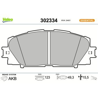Jeu de 4 plaquettes de frein avant VALEO OEM 044650W141