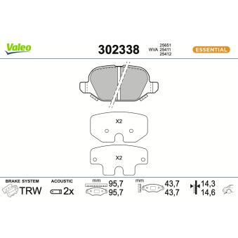Jeu de 4 plaquettes de frein avant VALEO [302338]