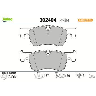 Jeu de 4 plaquettes de frein avant VALEO [302404]