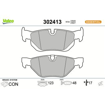 Jeu de 4 plaquettes de frein arrière VALEO 302413 pour MAZDA CX-5 325 i - 211cv