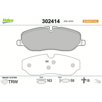 Jeu de 4 plaquettes de frein avant VALEO OEM SFP500010