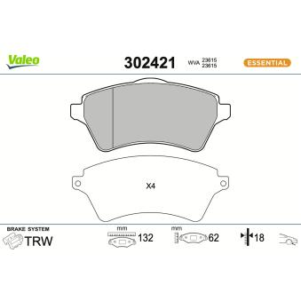 Jeu de 4 plaquettes de frein avant VALEO OEM SFP500100