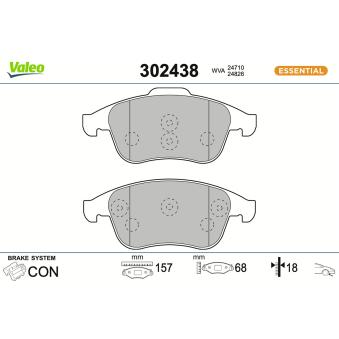 Jeu de 4 plaquettes de frein avant VALEO OEM 410605055R
