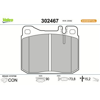 Jeu de 4 plaquettes de frein avant VALEO OEM 0034207420