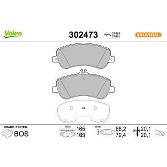 Jeu de 4 plaquettes de frein avant VALEO OEM 0054204820