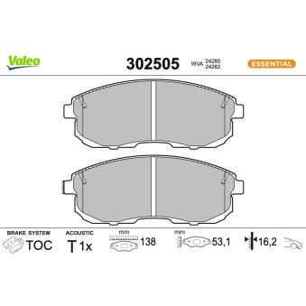 Jeu de 4 plaquettes de frein avant VALEO OEM 5581080J51 Jeu de 4 plaquettes de frein avant VALEO OEM 5581080J51