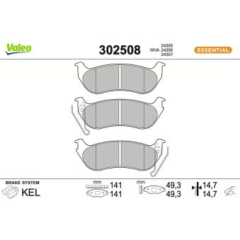 Jeu de 4 plaquettes de frein arrière VALEO OEM 05179242AA