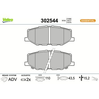 Jeu de 4 plaquettes de frein avant VALEO [302544]