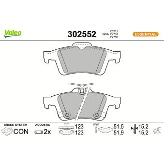 Jeu de 4 plaquettes de frein arrière VALEO OEM G1FY2M008AB Jeu de 4 plaquettes de frein arrière VALEO OEM G1FY2M008AB