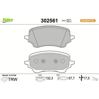 Jeu de 4 plaquettes de frein avant VALEO OEM KTL1TC2K021AC