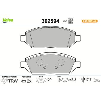 Jeu de 4 plaquettes de frein avant VALEO [302594]