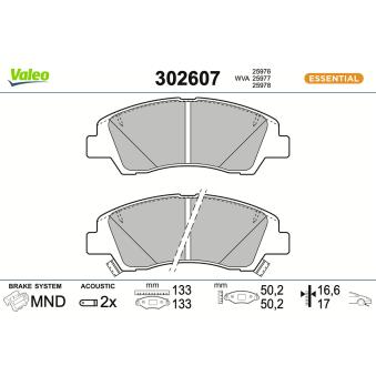 Jeu de 4 plaquettes de frein avant VALEO OEM 58101K7A00