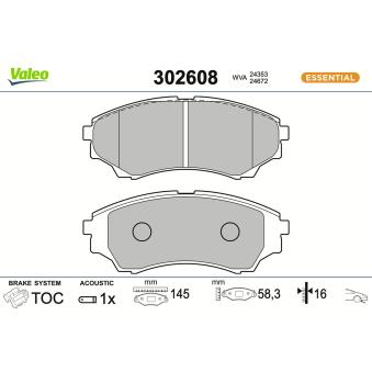 Jeu de 4 plaquettes de frein avant VALEO [302608]
