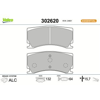 Jeu de 4 plaquettes de frein avant VALEO 302620 pour DS DS 9 E-TENSE 360 4x4 - 360cv