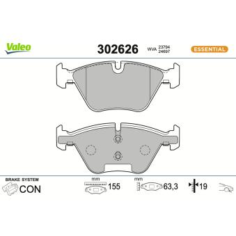 Jeu de 4 plaquettes de frein avant VALEO OEM 34116860242