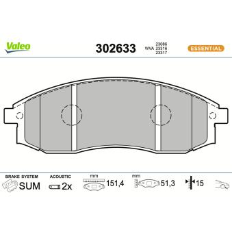 Jeu de 4 plaquettes de frein avant VALEO OEM MR527550