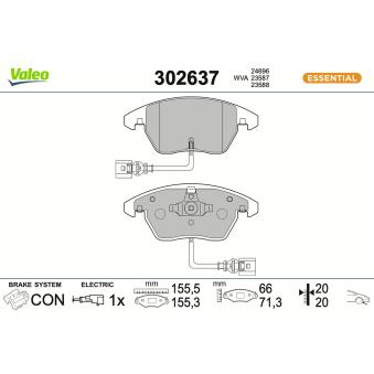Jeu de 4 plaquettes de frein avant VALEO 302637 pour ROVER 75 1.6 - 110cv