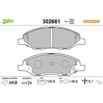 Jeu de 4 plaquettes de frein avant VALEO 302661 pour MG MAESTRO 1.6 - 110cv