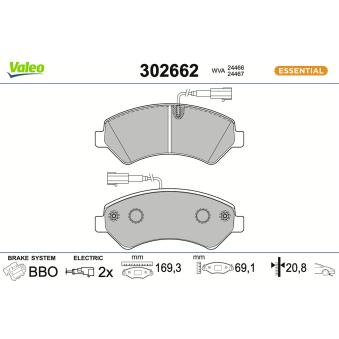 Jeu de 4 plaquettes de frein avant VALEO OEM 77367093