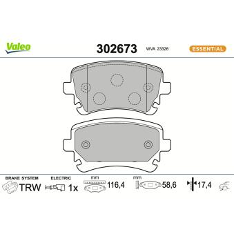 Jeu de 4 plaquettes de frein arrière VALEO OEM jzw698451k Jeu de 4 plaquettes de frein arrière VALEO OEM jzw698451k