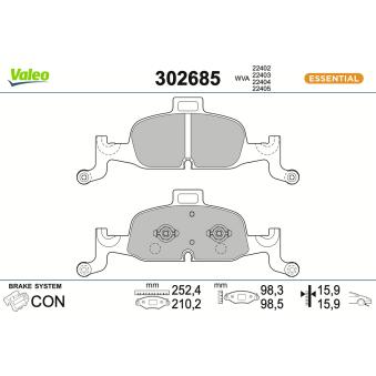 Jeu de 4 plaquettes de frein avant VALEO OEM 8W0698151M