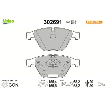 Jeu de 4 plaquettes de frein avant VALEO OEM 34112339271