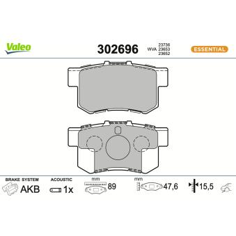 Jeu de 4 plaquettes de frein arrière VALEO OEM 71768493