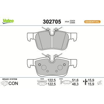 Jeu de 4 plaquettes de frein arrière VALEO OEM 31687502