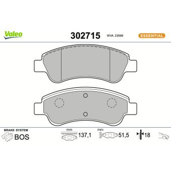 Jeu de 4 plaquettes de frein avant VALEO OEM 1647863780