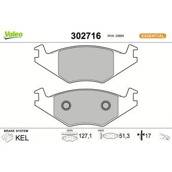 Jeu de 4 plaquettes de frein avant VALEO OEM 191698151A