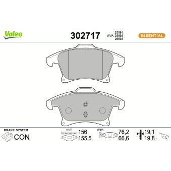 Jeu de 4 plaquettes de frein avant VALEO 302717 pour FORD S-MAX 2.0 EcoBlue 4x4 - 150cv