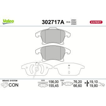 Jeu de 4 plaquettes de frein avant VALEO OEM 2014119