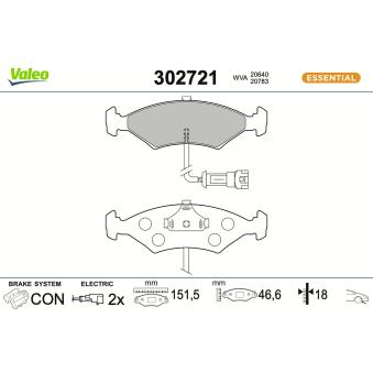 Jeu de 4 plaquettes de frein avant VALEO OEM 6157428